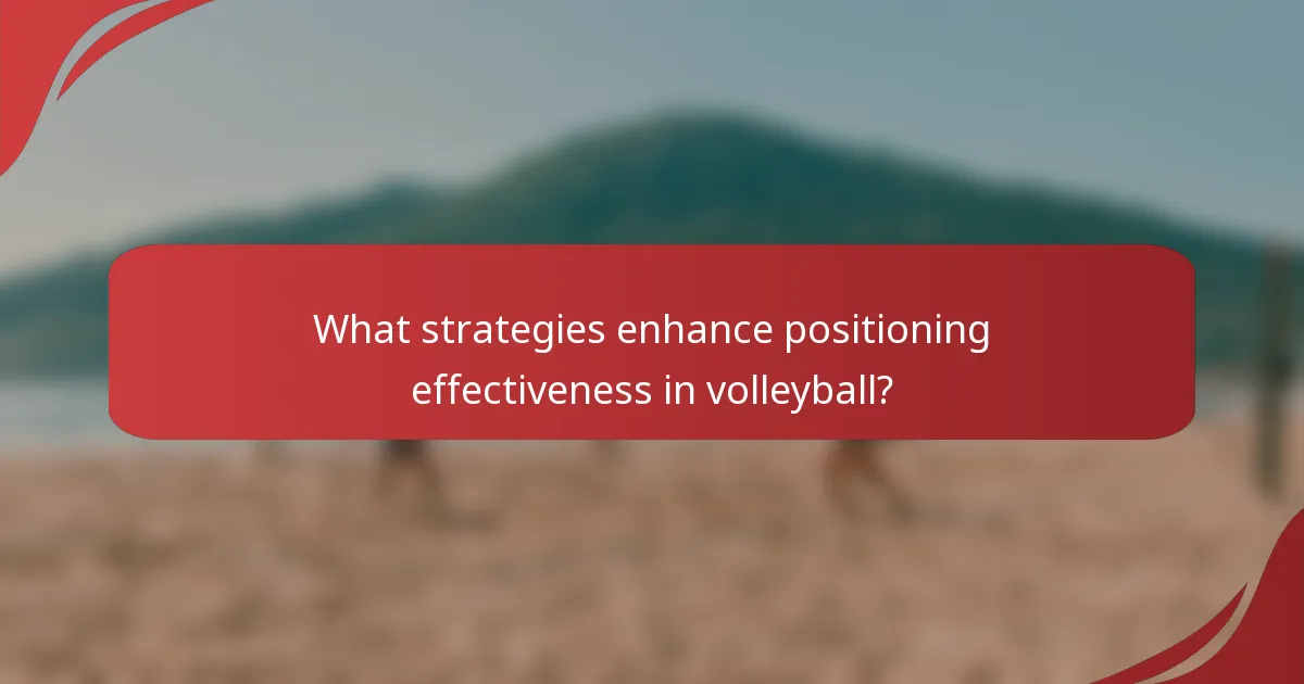 What strategies enhance positioning effectiveness in volleyball?